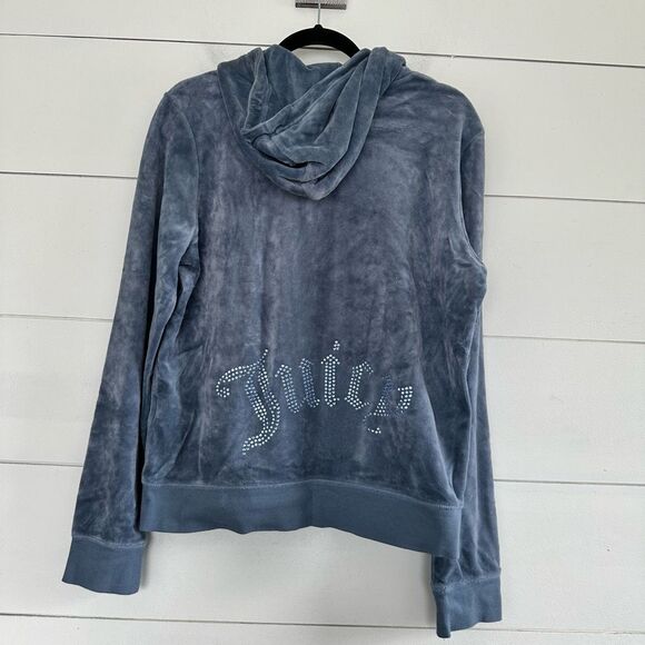 Juicy Couture Women’s Extra Large Black Label Velour Rhinestone Track Jacket Y2K - Picture 7 of 8